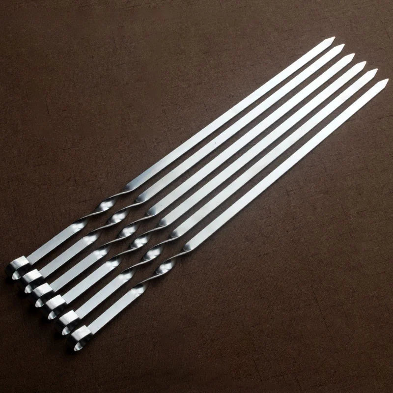 10/20/30/50/100Pcs Reusable Stainless Steel BBQ Skewers - Perfect for Outdoor Camping & Indoor Grilling Parties!