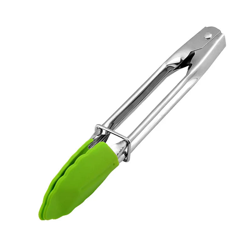 1PCS Silicone BBQ Grilling Tong Salad Bread Serving Tong Non-Stick Kitchen Barbecue Grilling Cooking Tong with Joint Lock