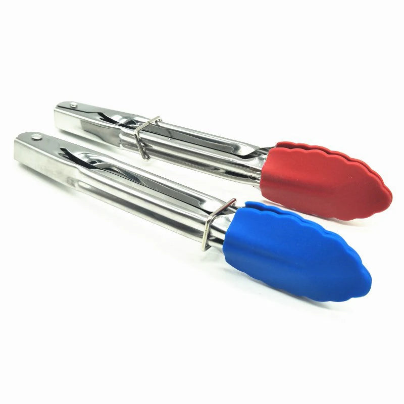 1PCS Silicone BBQ Grilling Tong Salad Bread Serving Tong Non-Stick Kitchen Barbecue Grilling Cooking Tong with Joint Lock