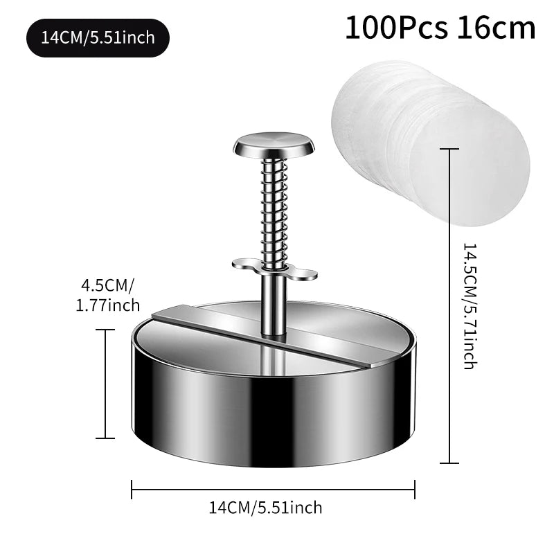 Hamburger Makers Non-Stick Smash Burgers Press Beef Meat Patty Makers 304 Stainless Steel Thickness Adjusted Kitchen BBQ Tools