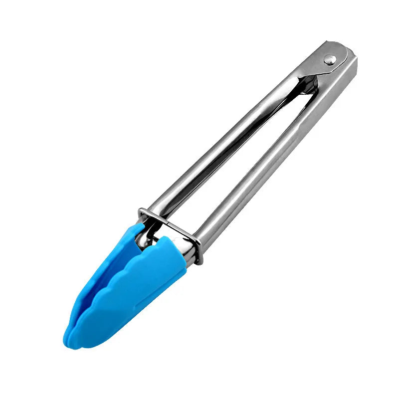 1PCS Silicone BBQ Grilling Tong Salad Bread Serving Tong Non-Stick Kitchen Barbecue Grilling Cooking Tong with Joint Lock