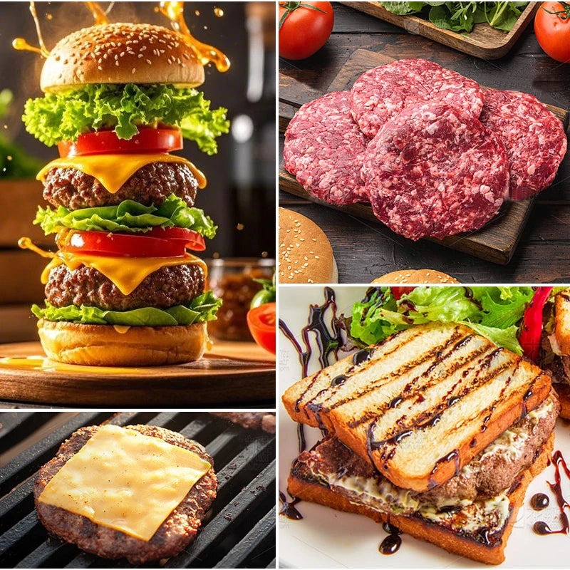 Hamburger Makers Non-Stick Smash Burgers Press Beef Meat Patty Makers 304 Stainless Steel Thickness Adjusted Kitchen BBQ Tools