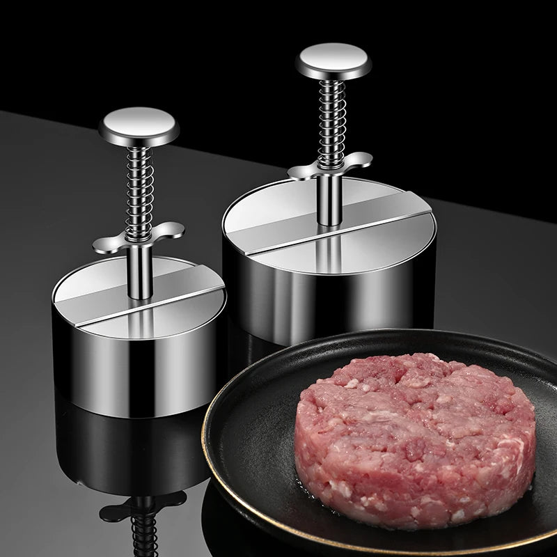 Hamburger Makers Non-Stick Smash Burgers Press Beef Meat Patty Makers 304 Stainless Steel Thickness Adjusted Kitchen BBQ Tools