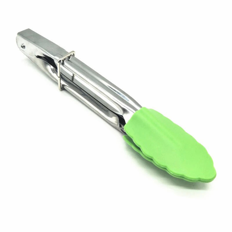 1PCS Silicone BBQ Grilling Tong Salad Bread Serving Tong Non-Stick Kitchen Barbecue Grilling Cooking Tong with Joint Lock