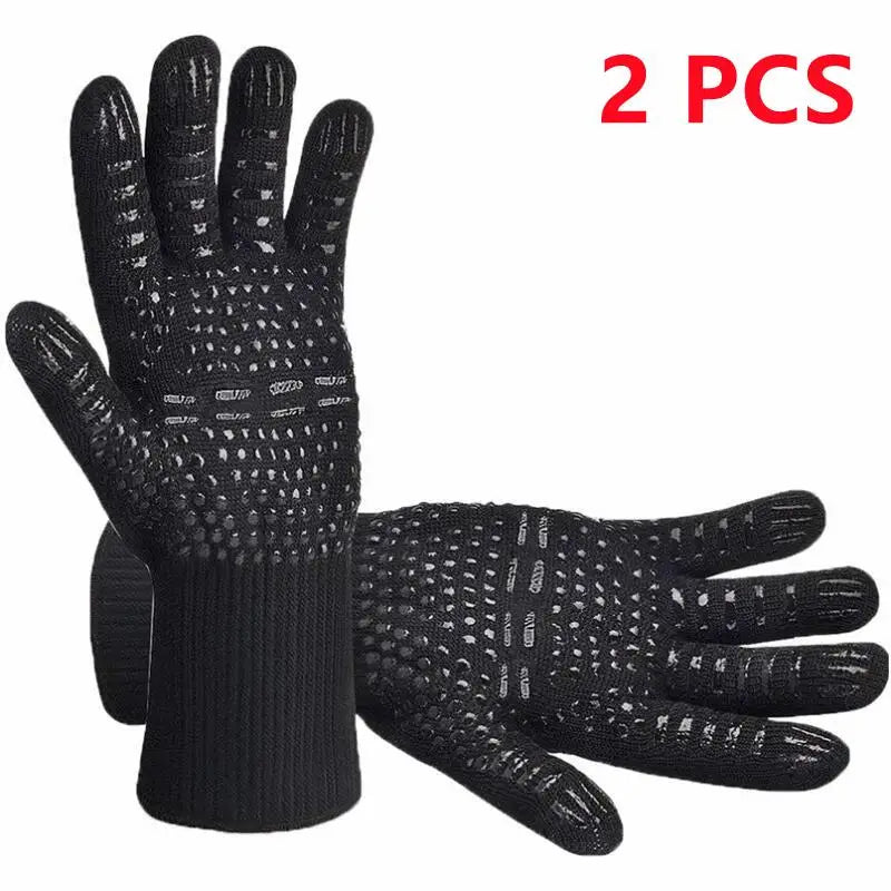 BBQ Gloves 1472℉ Heat Resistant Grilling Gloves Silicone Non-Slip Oven Mitts Kitchen Gloves for Barbecue Grilling Cooking Baking