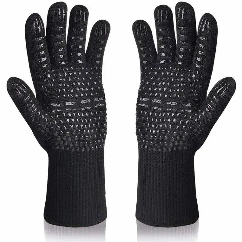 BBQ Gloves 1472℉ Heat Resistant Grilling Gloves Silicone Non-Slip Oven Mitts Kitchen Gloves for Barbecue Grilling Cooking Baking