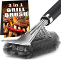Stainless Steel Grill Cleaning Brush, Outdoor BBQ Grill Wire Brush with Scraper, Grill Accessories, Picnic Tools