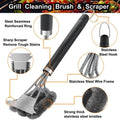Stainless Steel Grill Cleaning Brush, Outdoor BBQ Grill Wire Brush with Scraper, Grill Accessories, Picnic Tools