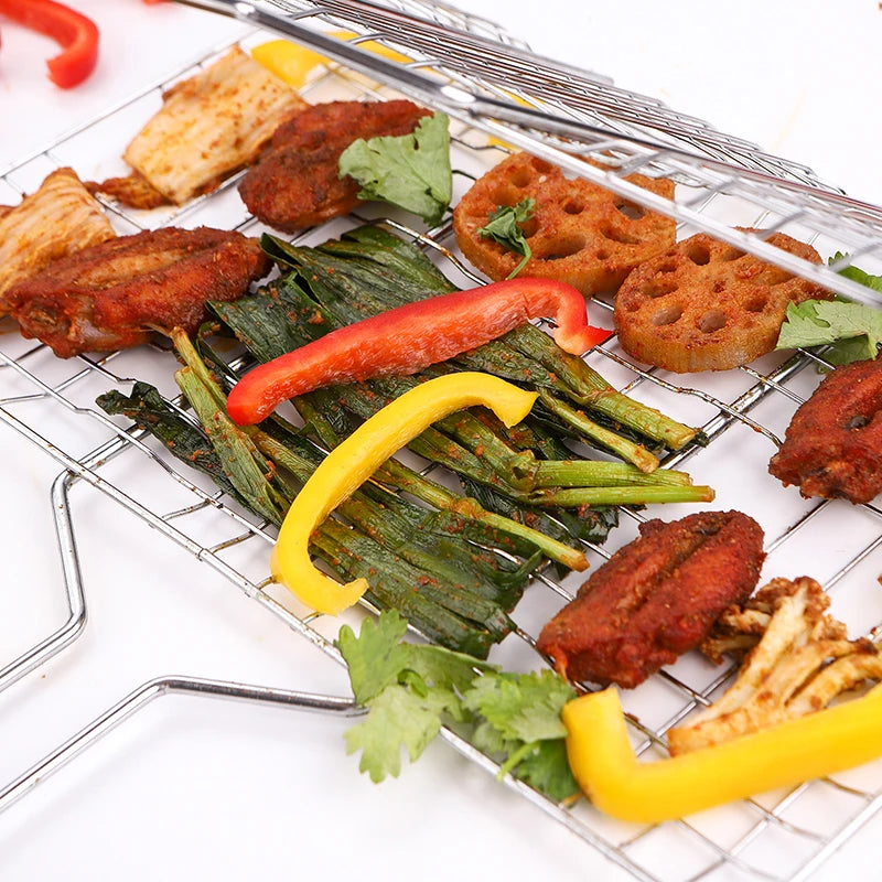 D2 BBQ Non-Stick Grilling Basket Grill Mesh Mat Meat Vegetable Steak Picnic Party Barbecue Tool Heat Resistant Grill Sheet Liner