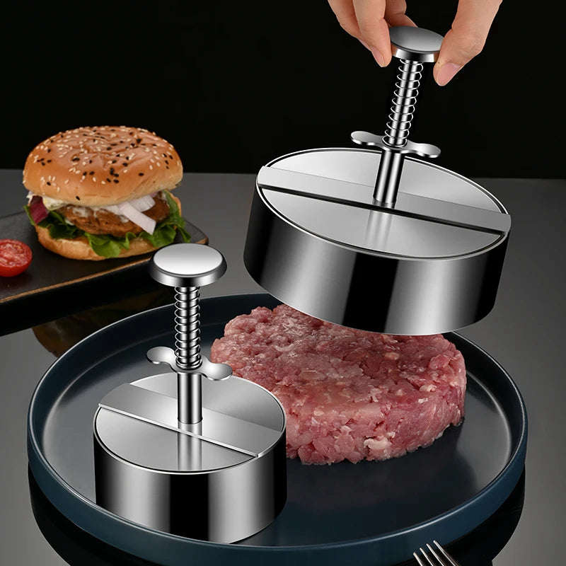 Hamburger Makers Non-Stick Smash Burgers Press Beef Meat Patty Makers 304 Stainless Steel Thickness Adjusted Kitchen BBQ Tools