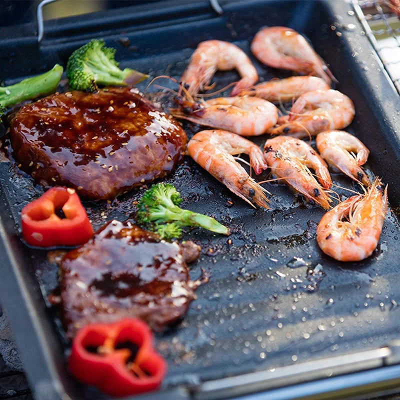 BBQ Grill Plate, Pan Grill Pan Cooking, Reversible Cast Iron Pizza Plate, Gas Grill Accessories Universal