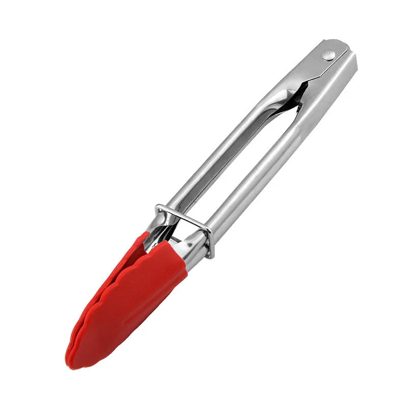 1PCS Silicone BBQ Grilling Tong Salad Bread Serving Tong Non-Stick Kitchen Barbecue Grilling Cooking Tong with Joint Lock