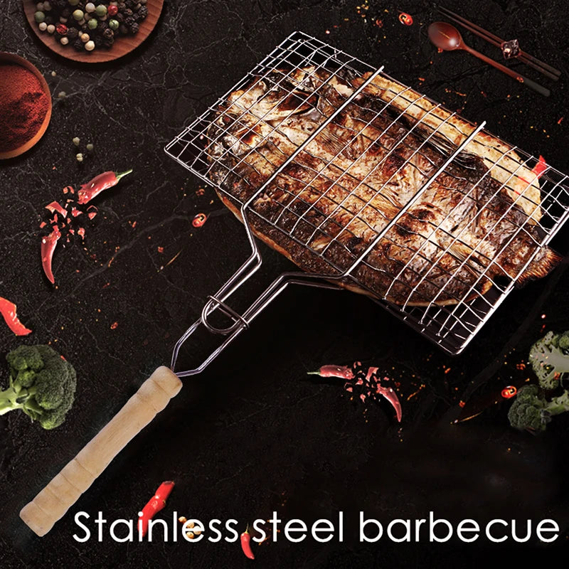 D2 BBQ Non-Stick Grilling Basket Grill Mesh Mat Meat Vegetable Steak Picnic Party Barbecue Tool Heat Resistant Grill Sheet Liner