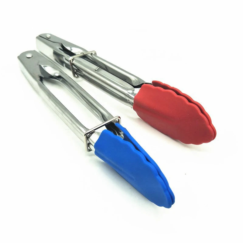 1PCS Silicone BBQ Grilling Tong Salad Bread Serving Tong Non-Stick Kitchen Barbecue Grilling Cooking Tong with Joint Lock