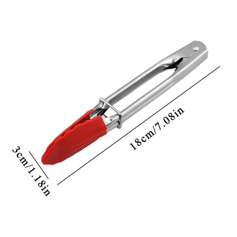 1PCS Silicone BBQ Grilling Tong Salad Bread Serving Tong Non-Stick Kitchen Barbecue Grilling Cooking Tong with Joint Lock